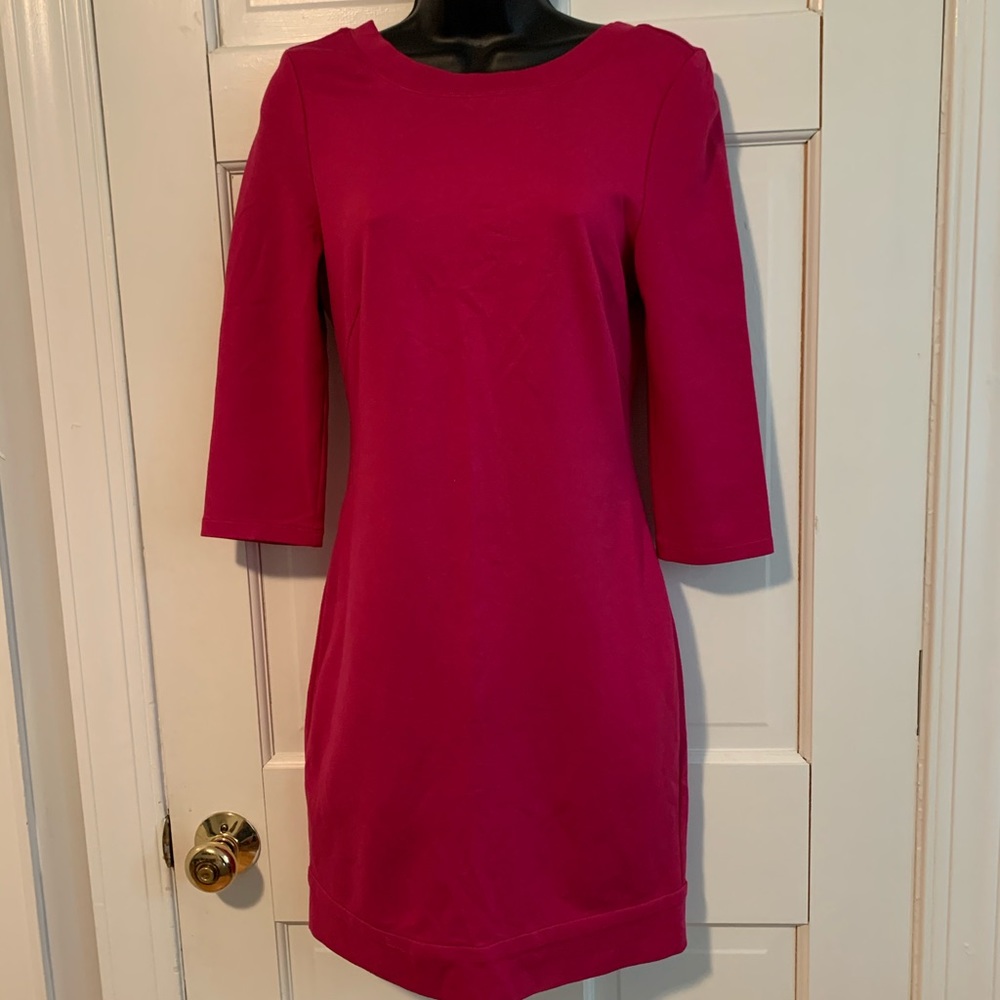 TRINA TURK hot pink midi dress w/ low back